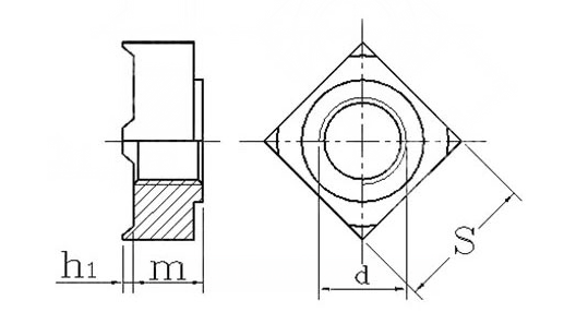 GB13680四方焊接螺母結構圖